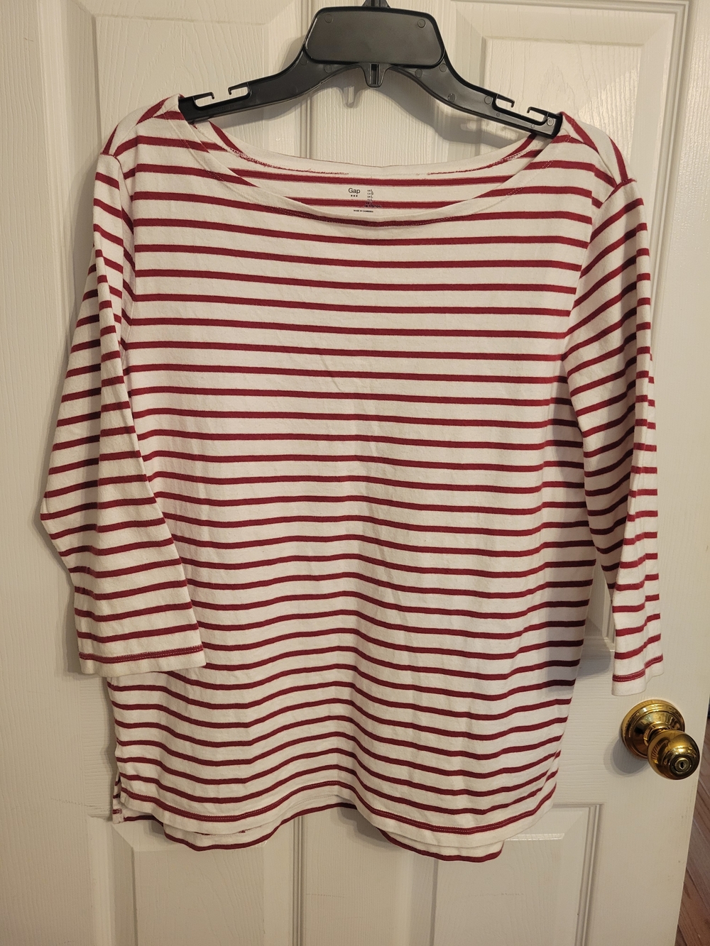 GAP Red & White Striped Boatneck Top